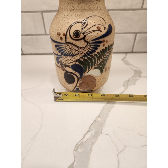 Hand Painted Art Pottery Mexican Tonala‎ Bird Flowers Floral Vase Signed 8 1/4" - Picture 11 of 11